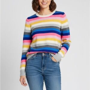 J. Crew Teddie Lambs Wool Colorful Striped Knit Sweater Top XS